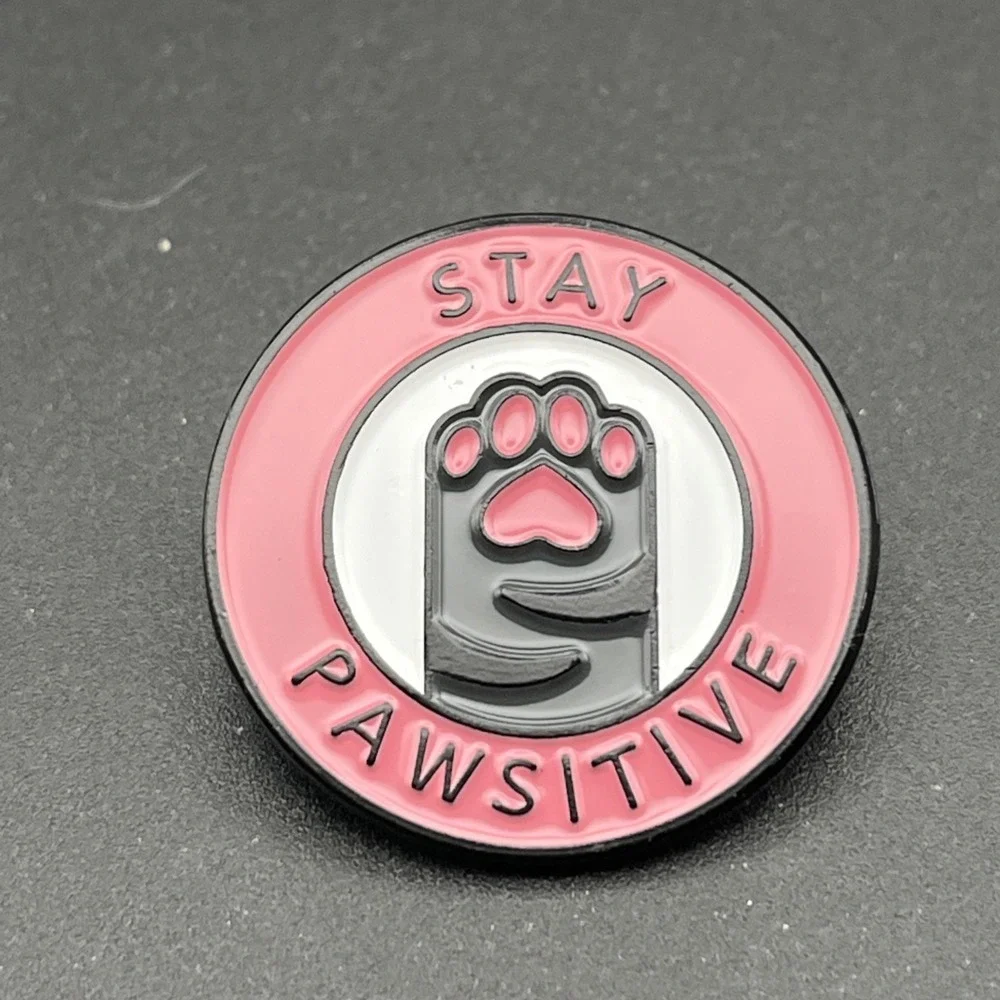 Stay Pawsitive Kitty Cat Paw Cute‎ Lapel Hat Pin